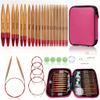 Eatbuy Bamboo Circular Knitting Needles Set, 13 Sizes Interchangeable Carbonized Bamboo Needles (2.75mm-10mm), Crochet Needle with Flexible Cables Storage Bag for DIY Handmade Knitting Projects view 1