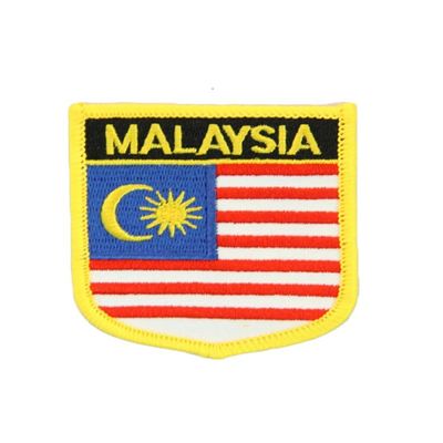 NIUYIBAO 1 PCS Peltate Malaysia Flag Patches Iron On or Sew On Embroidered Tactical Military National Malaysia Patch
