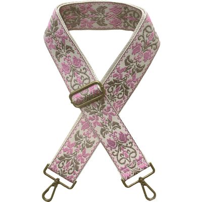 Yiaizhuo Ethnic (Rose Pink) 2" Wide Women's Purse Strap Replacement Crossbody Canvas Bags Shoulder Guitar Straps for Handbag Adjustable