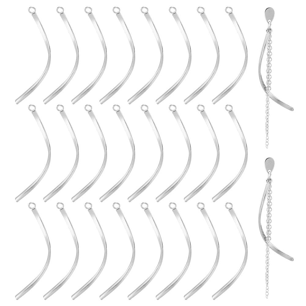 UNICRAFTALE 30pcs Twist Bar Charms Stainless Steel Twist Charms Metal Rectangle Bar Pendants Vertical Twist Bar Earrings Charms Stereoscopic Pendants for DIY Jewelry Making