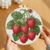 Red Strawberry 11CT Stamped Cross Stitch Kits Easy for Beginners Child with Hoop DIY Needlepoint Counted Embroidery Kits Art Craft Wall Decor 12x12IN(3) view 2