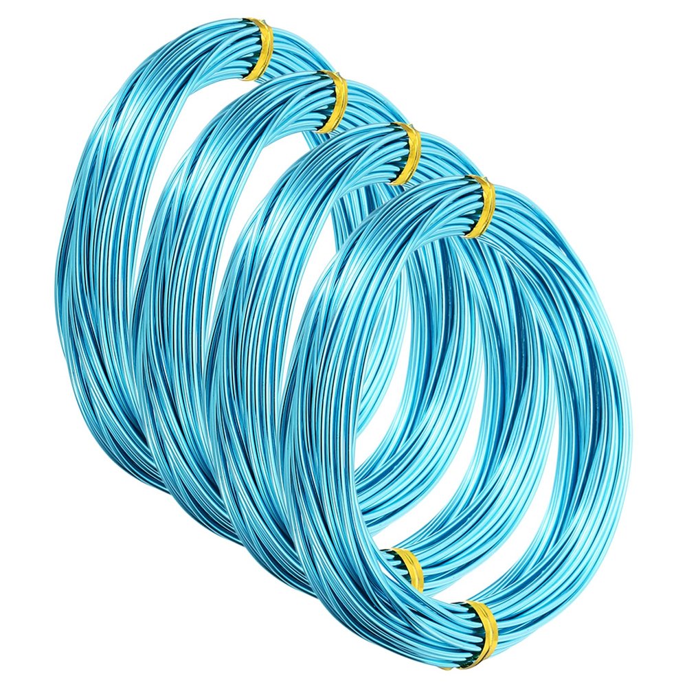 PATIKIL Aluminum Jewelry Wire, 4pcs Bonsai Wire, 10m/32.8ft, 1.5mm/14 Gauge, Blue