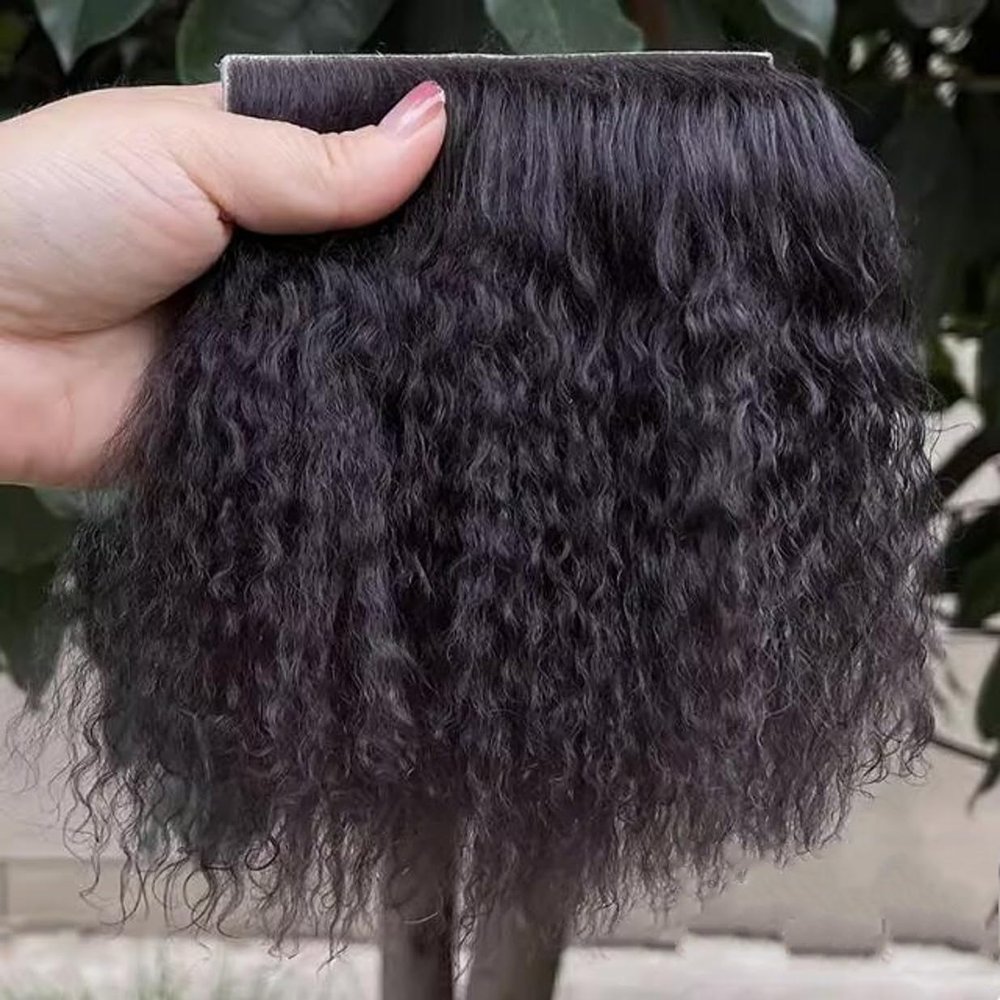WellieSTR 1PC (Coffee) Sheepskin Wool Lamb Mongolia Fur Pelt Hair Extensions BJD SD Craft Wigs Hair Wefts Accessories