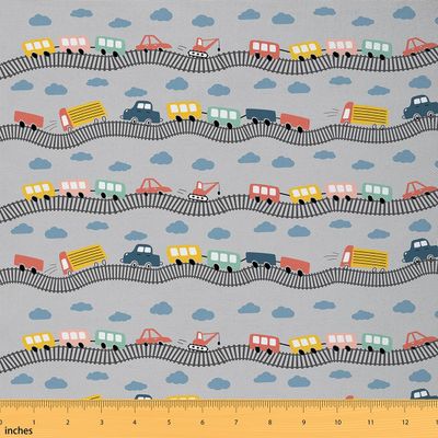 Feelyou Boys Cartoon Car Upholstery Fabric for Chairs Transport Vehicles Fabric by The Yard Kids for Kids Boys Girls Cartoon Truck Fabric Cute Cars Grey Reupholstery Fabric 3 Yards Soft Flannel