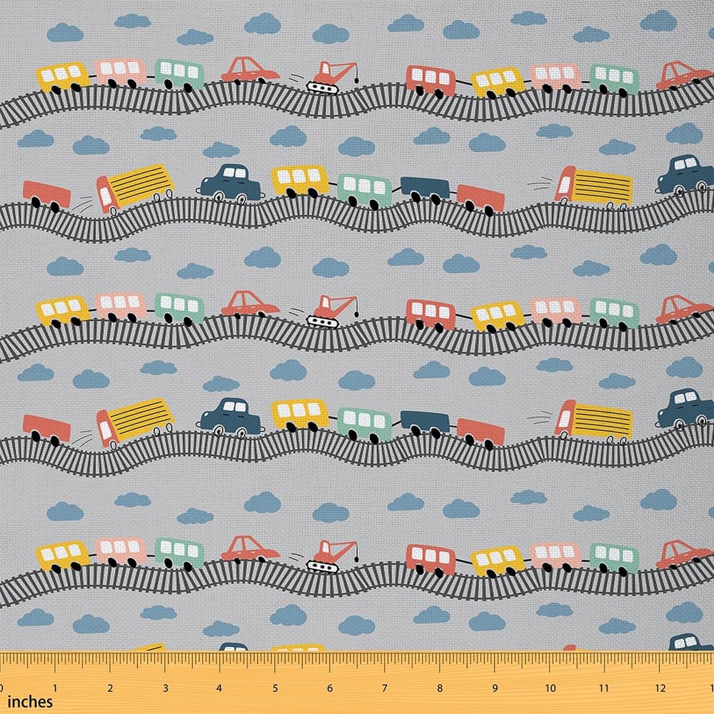 Feelyou Boys Cartoon Car Upholstery Fabric for Chairs Transport Vehicles Fabric by The Yard Kids for Kids Boys Girls Cartoon Truck Fabric Cute Cars Grey Reupholstery Fabric 3 Yards Soft Flannel