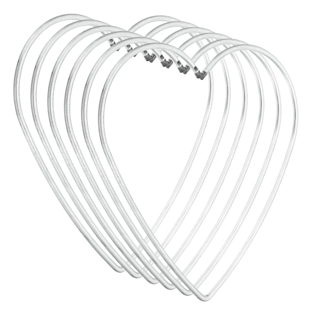 PATIKIL 5inch Dream Catcher Rings, 6 Pcs Metal Heart Shape Macrame Wreath Floral Ring Hoop for Home DIY Craft Wedding Wall Hanging Decorations, Silver
