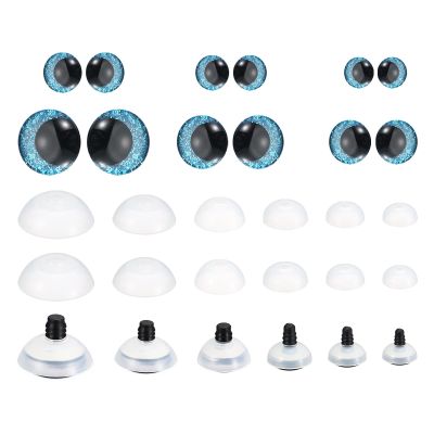 Patikil 14-30mm Flash Safety Eyes, 56 Pcs Realistic Colorful Crocheting Safety Eyes for Decor, Crochet Accessories, Dolls Craft, Blue