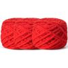 3 Pack Plush Chenille Chunky Yarn 100g (49.2yd) - Fluffy Velvet Yarn Crochet for Blanket Knitting and Crocheting - Baby Yarns for Crocheting Soft - Amigurumi Yarns (Red) view 1