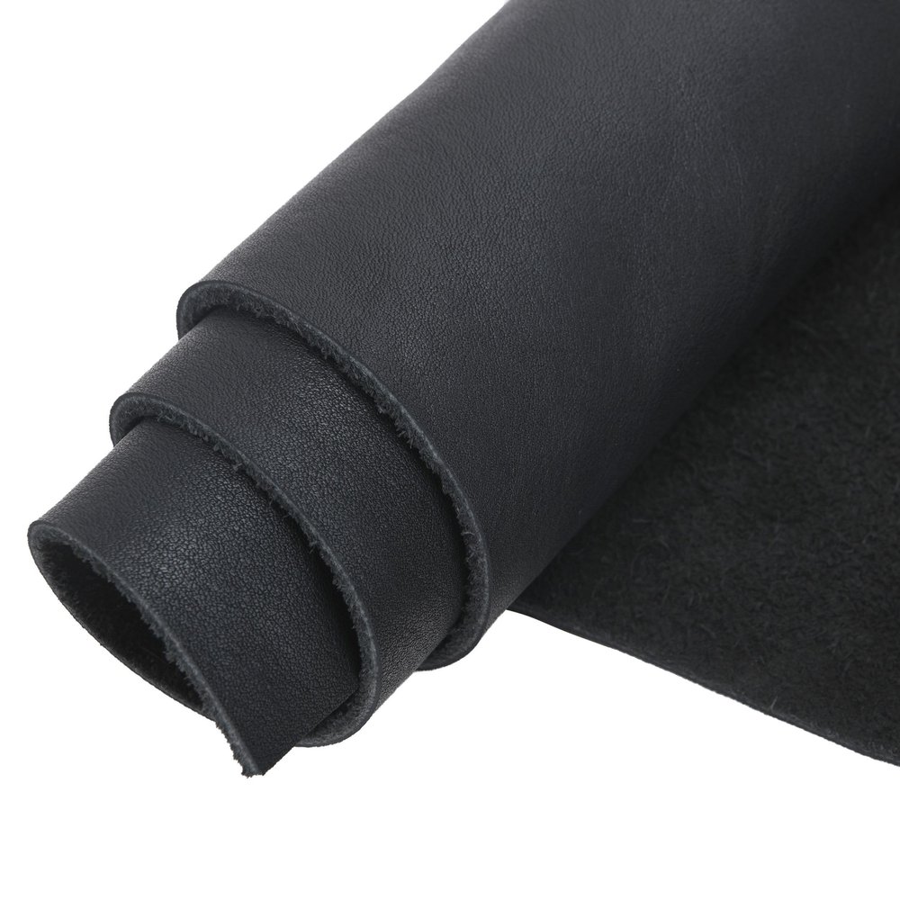 RAM'S LADN Genuine Leather Sheets for Crafts Full Grain Cowhide Leather Pieces Square, Vegetable Tanned (Natural Black(2.0mm), 12'' x 8'')