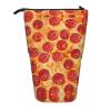 DRTGEDS 3D Pizza Pepperoni Standing Stationery Bag telescopic Pen Pouch Holder Makeup Organizer,Pencil Case view 1