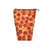 DRTGEDS 3D Pizza Pepperoni Standing Stationery Bag telescopic Pen Pouch Holder Makeup Organizer,Pencil Case view 3