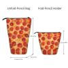 DRTGEDS 3D Pizza Pepperoni Standing Stationery Bag telescopic Pen Pouch Holder Makeup Organizer,Pencil Case view 4