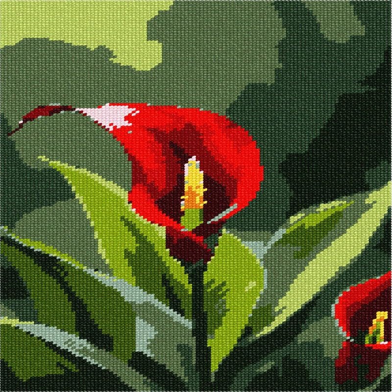 Pepita Needlepoint kit: Red Calla Lilies, 8" x 12"