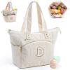 Initial Personalized Crochet Tote - Corduroy Yarn Storage - Yarn Holder & Crochet Organizer for Hooks & Accessories - Project Bag view 1