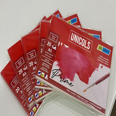 UNICOLS Prime Watercolor Paper, 300 GSM, A5 Size, Pack of 20 Fine Grain Sheets, 5.9x8.3 inches