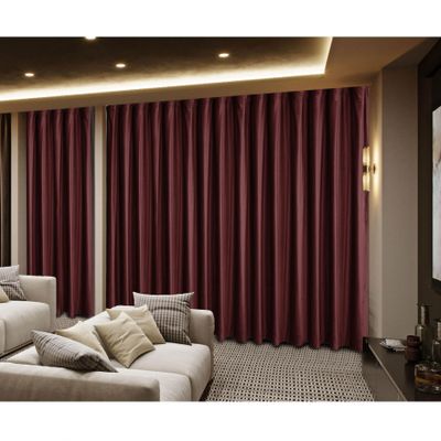 Macochico Velvet Home Blackout Luxury Christmas Drapes Soundproof Curtains for Stage Event Auditorium Concert Party Studio Flat Hooks 250'W x102'L 1 Panel