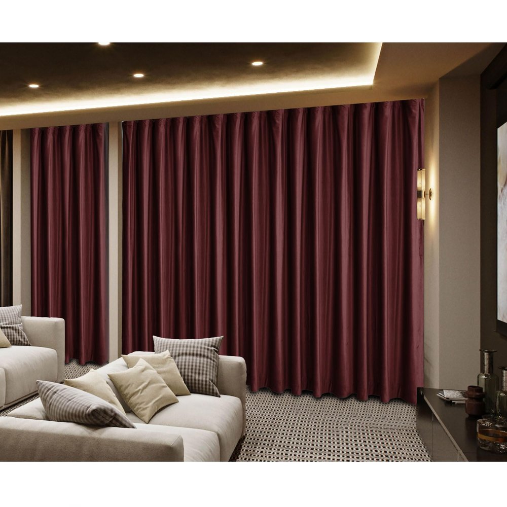 Macochico Velvet Home Blackout Luxury Christmas Drapes Soundproof Curtains for Stage Event Auditorium Concert Party Studio Flat Hooks 250'W x102'L 1 Panel