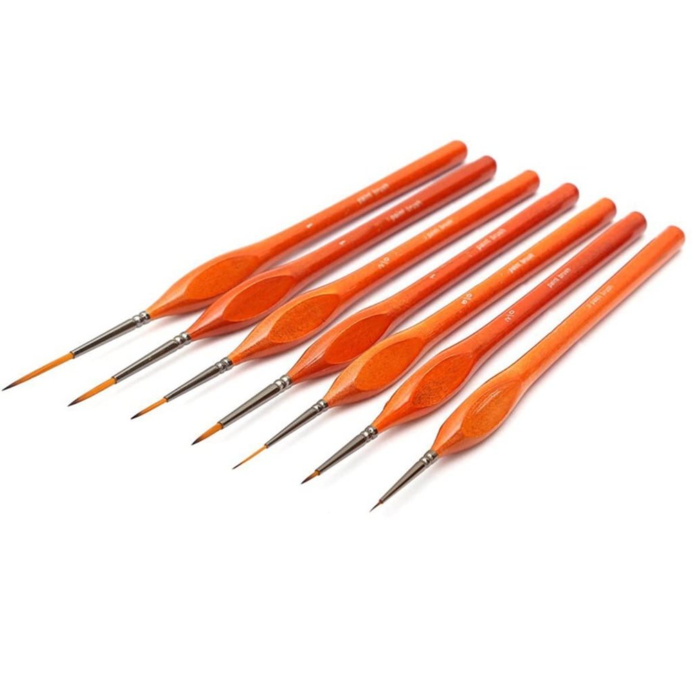 LLLSSS 7Pcs Miniature Hook Line Pen Watercolor Paint Brush Set for Drawing Gouache Oil Painting Brush Art Supplies(Orange)
