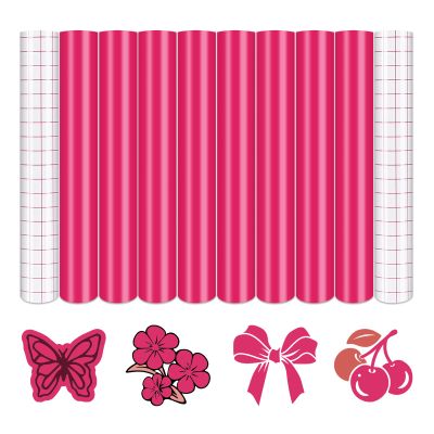 Tintnut Pink Permanent Vinyl - 8 Sheets 12"x10"Deep Ruby Permanent Adhesive Vinyl Sheets Pink Water Proofing Self Sticker for Home Decor