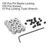uxcell 100pcs Pin Backs Locking Pin Locking Pin Keepers Locking Clasp Locking Pin Keeper Backs Locking Pin Backs Copper Pin with 10pcs Wrench (6mmx5mm, Silver Tone) view 3