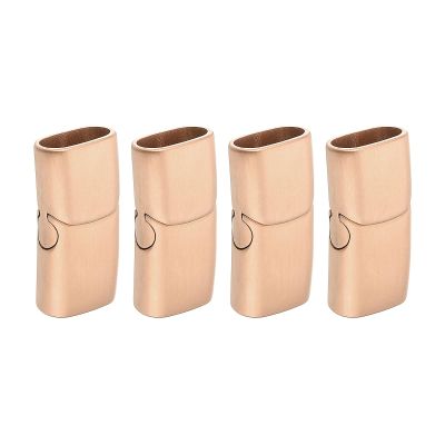 uxcell 12mmx6mm Flat Leather Clasp, 4Pcs Bracelet Clasps Flat Closure End Caps for Bracelet Craft Making Supplies DIY, Rose Gold