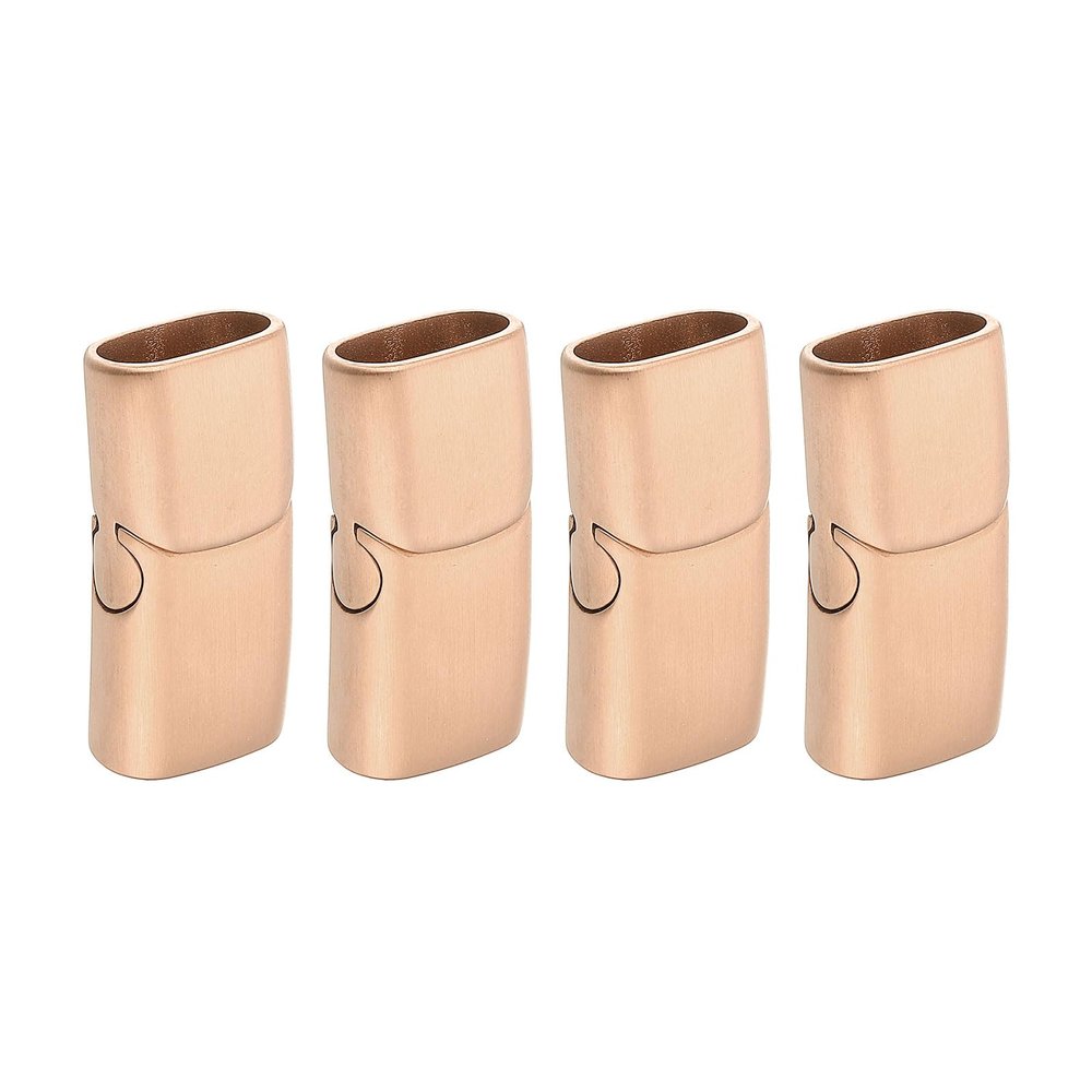 uxcell 12mmx6mm Flat Leather Clasp, 4Pcs Bracelet Clasps Flat Closure End Caps for Bracelet Craft Making Supplies DIY, Rose Gold