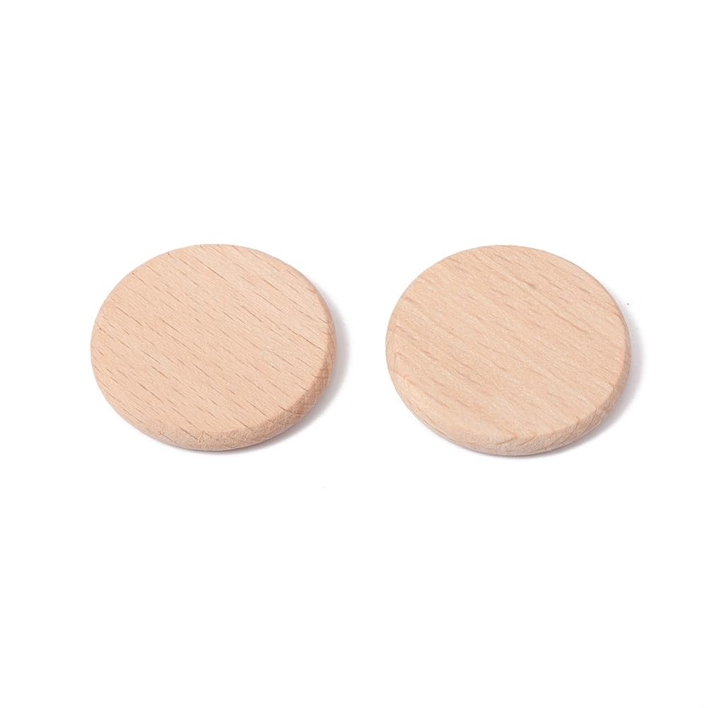 LiQunSweet 100 Pcs Flat Round Unfinished Wood Cutout Wood Slices Cabochons for DIY Printing Art Craft Home Embellishments