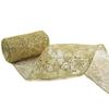 MEEDEE 6 Inch Wide Wired Ribbon Gold Glitter Mesh Web Wired Edge Ribbon By 10 Yards Roll Gold Mesh Wired Ribbons for Christmas Tree, Garland, Holiday Crafts, Wreaths, Bows, Centerpiece, Gift Wrapping view 1