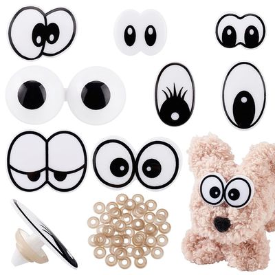 AHADERMAKER 8 Styles Cute Plastic Craft Safety Eyes with Spacer, Doll Craft Eyes, Mixed Color Oval Doll Eye Patch for DIY Sewing Craft Puppet Bear Doll Making