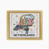 Netherlands Singel Amsterdam Map CS2576 - Counted Cross Stitch KIT#2. Set of Threads, Needles, AIDA Fabric, Needle Threader, Embroidery Clippers and Printed Color Pattern Inside. view 1