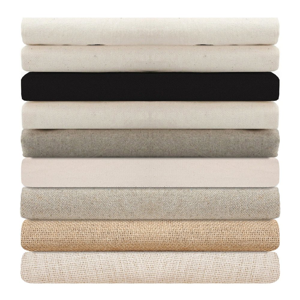100% Cotton Canvas,Calico & Cotton Linen Mix Fabric for Craft,Paint,Patchwork,Apparel & Light Upholstery.Neotrim Natural Fibres,Eco-Friendly. [Light Canvas Linen Cotton (238gsm) - Half Meter]