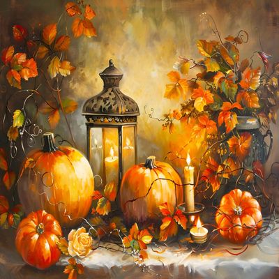 IMLQJES 5D Diamond Painting Kit for Adults - Vintage Pumpkin Painting - Fall DIY Diamond Square Diamond Art Kit - Thanksgiving Art for Home Wall Decor 12x14 Inch