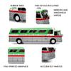 NineTribe Basics 1966 GM PD4107 Buffalo Coach - Indiana Motor Bus Company Diecast Model Iconic Replicas Scale 1:87, White view 4