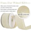 HUIHUANG Ivory Faux Fur Wired Ribbon 2.5 inch Ivory Fur Wire Ribbon for Christmas Tree, Gift Wrapping, Bows, Wreaths, Garland, Swags, DIY Crafts, Home Decor- Continuous 10 Yards view 2
