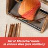 J JACKCUBE DESIGN Wooden Yarn Holder with Storage Tray and 12 Crochet Hooks, Anti-Slip Yarn Dispenser for Knitting & Crochet, Portable Organizer for Craft Supplies(Black) - MK1310A view 2