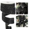 HUIHUANG Black and Gold Christmas Tree Ribbon Black Faux Fur Wired Ribbon with Gold Polka Dot, for Bows Making, Wreaths, Garlands, Gift Wrapping, Home Decor- 2-1/2" X 10 Yards view 1