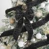 HUIHUANG Black and Gold Christmas Tree Ribbon Black Faux Fur Wired Ribbon with Gold Polka Dot, for Bows Making, Wreaths, Garlands, Gift Wrapping, Home Decor- 2-1/2" X 10 Yards view 3