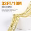 [33 FT] Gold Box Chains Roll, 2mm Wide 14K Gold Plated Brass Box Chains Spool Bulk for Jewelry Making view 2