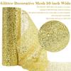 HUIHUANG Gold Christmas Ribbon 10 inch Wide Glitter Deco Mesh Ribbon Gold Mesh Fabric for Christmas Tree Decorations, Garlands, Large Bows, Large Box Wrapping- Continuous 10 Yards view 2