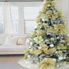 HUIHUANG Gold Christmas Ribbon 10 inch Wide Glitter Deco Mesh Ribbon Gold Mesh Fabric for Christmas Tree Decorations, Garlands, Large Bows, Large Box Wrapping- Continuous 10 Yards view 4