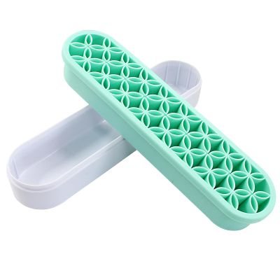 Unlorspy Green Silica gel Makeup Brush Holder Box Multi-Purpose Silica gel Make Up Brush Storage Stand Rectangle Multipurpose Painting Pen Holder for Brushes,Art Craft and Painting Brushes
