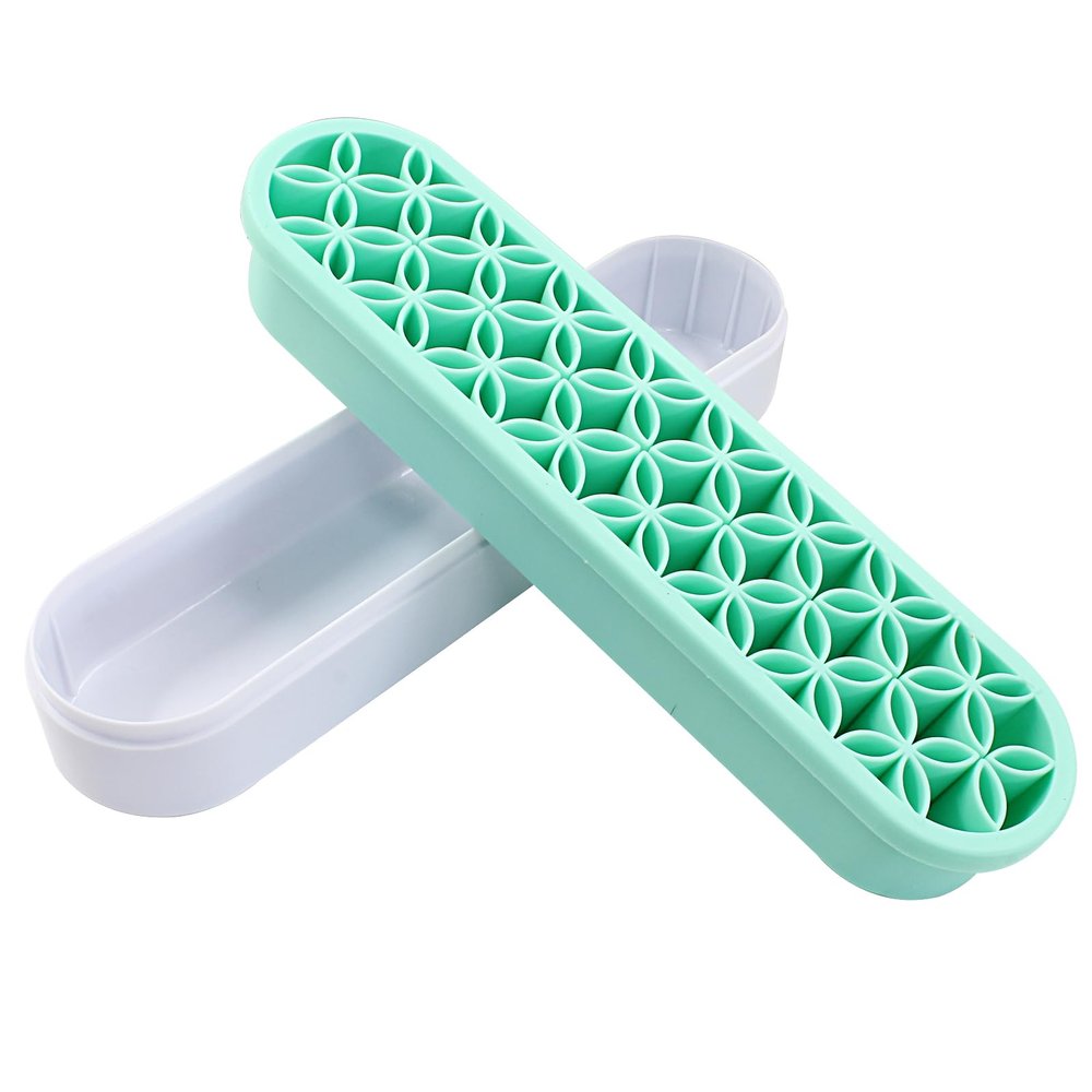 Unlorspy Green Silica gel Makeup Brush Holder Box Multi-Purpose Silica gel Make Up Brush Storage Stand Rectangle Multipurpose Painting Pen Holder for Brushes,Art Craft and Painting Brushes