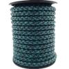 shapesbyX 3 Yards Uncut 5mm Diameter Round Braided Bolo Cords Regenerated Leather Strap for Bracelet Making or Jewelry Beading Distressed Teal view 2