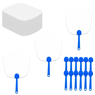 100 PCS Blank Fans Handheld Double Sided Paddles DIY Paper Fans with 100 PCS Blank Cardboard and Plastic Handle Auction Answer Paddles for Crafting Classroom Voting Painting Celebration and Wedding