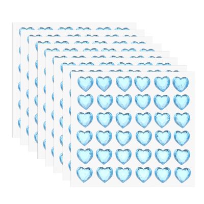 MECCANIXITY 288 Pcs Heart Rhinestone 10mm Self Adhesive Gems Stickers Jewelry Stickers for Jewelry Making, Valentine Makeup, DIY Crafts, Light Blue