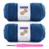 2 Pack T Shirt Yarn for Crocheting with 1 Crochet Hook, Elastic Tshirt Yarn for Crochet Bag/Baskets/Home Decor, Spaghetti Yarn Thick Knitting Yarn Total Length 130 Yds, Weight 14 Oz (Dark Blue) view 1