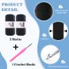 2 Pack T Shirt Yarn for Crocheting with 1 Crochet Hook, Elastic Tshirt Yarn for Crochet Bag/Baskets/Home Decor, Spaghetti Yarn Thick Knitting Yarn Total Length 130 Yds, Weight 14 Oz (Black+Beige) view 2