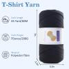 2 Pack T Shirt Yarn for Crocheting with 1 Crochet Hook, Elastic Tshirt Yarn for Crochet Bag/Baskets/Home Decor, Spaghetti Yarn Thick Knitting Yarn Total Length 130 Yds, Weight 14 Oz (Black+Beige) view 3