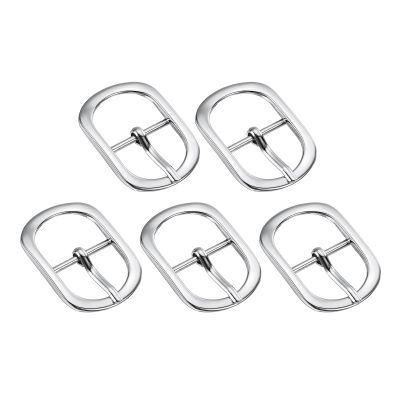 uxcell 5Pcs 0.98" Metal Roller Buckle, Single Prong Belt Buckle Oval Center Bar Buckles for Leather Craft Accessories, Silver
