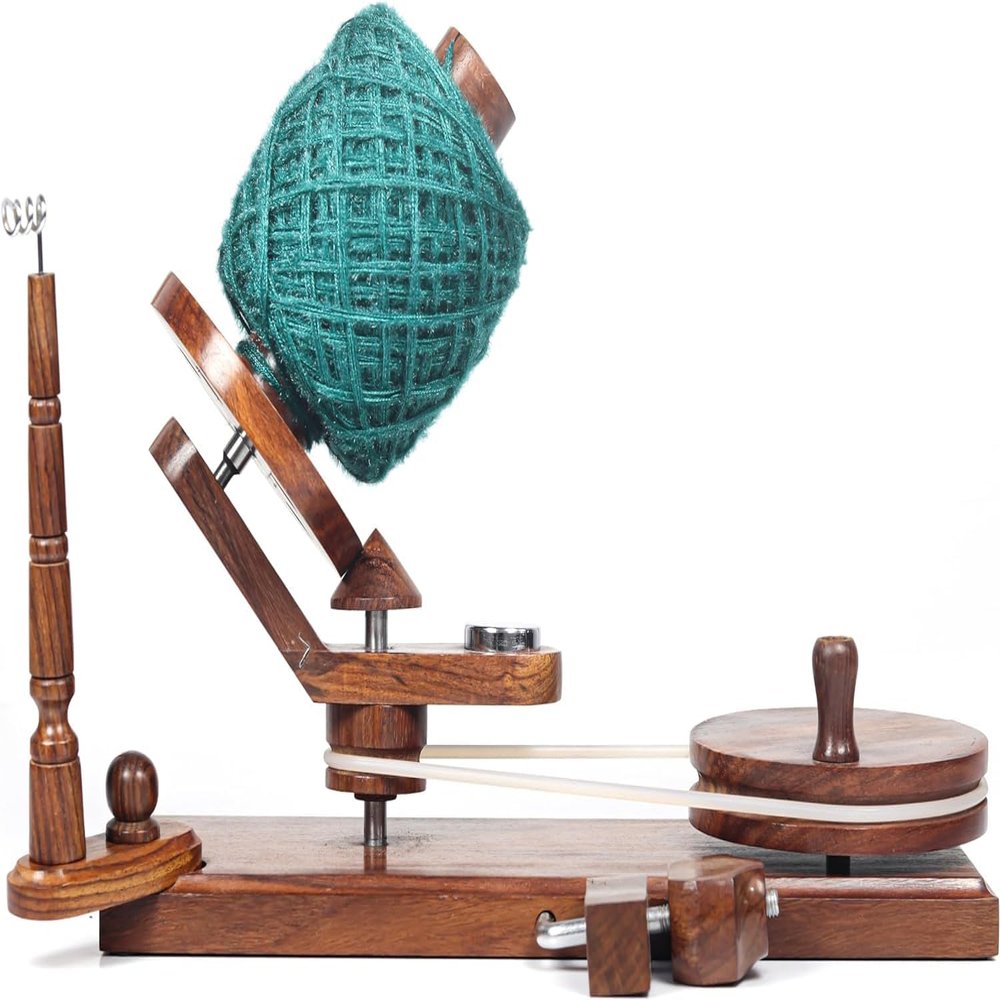 Fresh Craft Empire Wooden Yarn Ball Winder Handcrafted Large Yarn Winder for Knitting & Crocheting - Hand Operated Heavy Duty Natural Ball Winder, Brown, RN-WD1